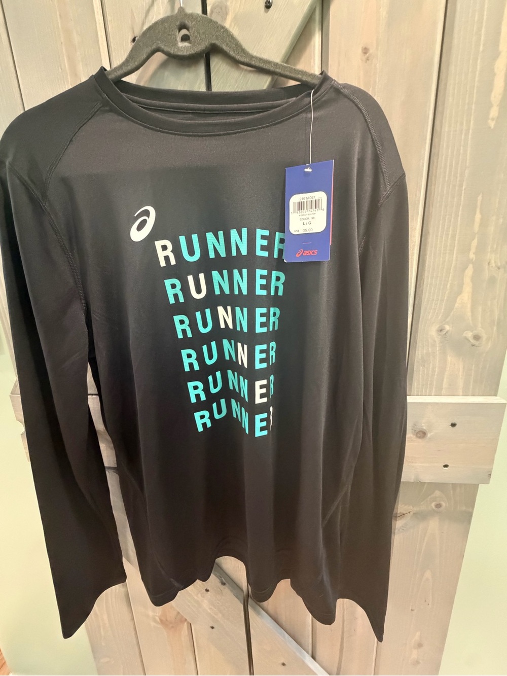 NWT ASICS Men’s Circuit 2 Long Sleeve Running Shirt Black Large Falmouth Race